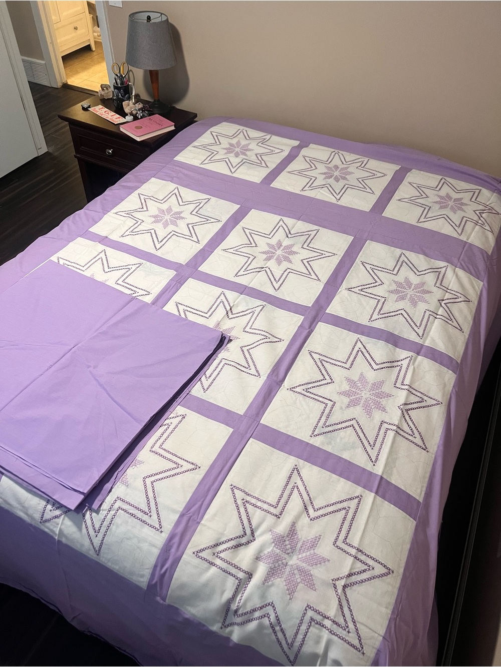 Lavender Star Patchwork Quilt Set